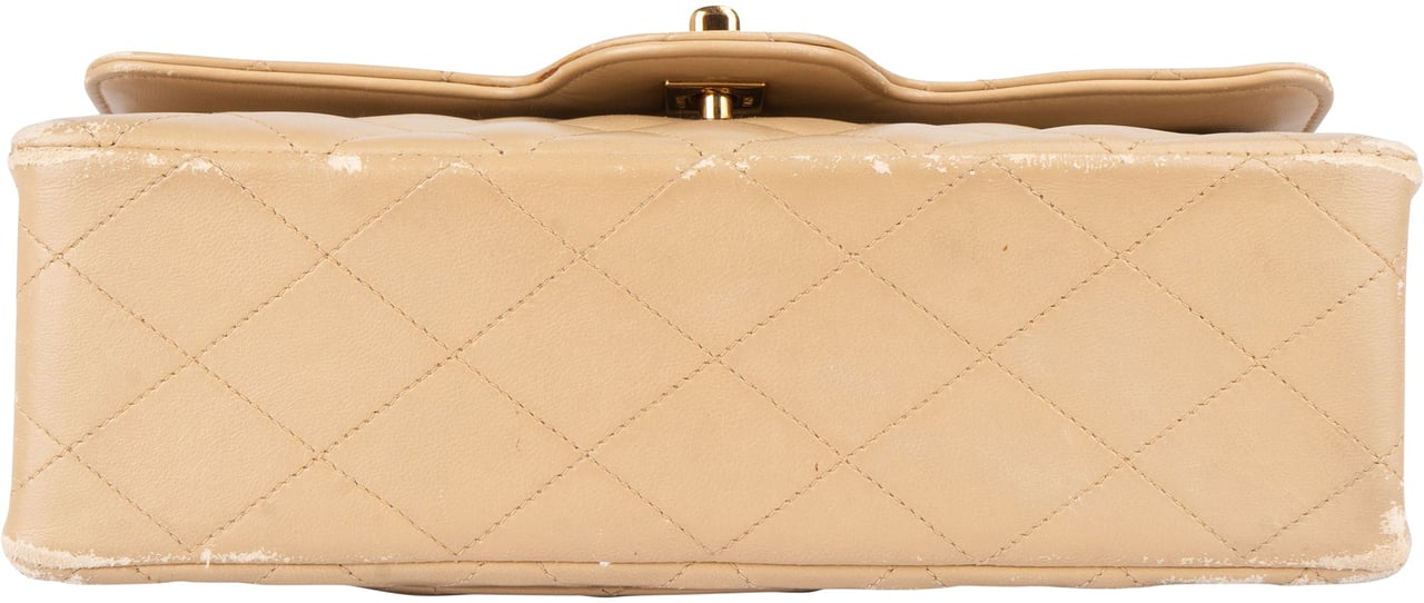 Chanel Chanel Quilted Lambskin 24K Gold Small Double Flap Crossbody Bag Beige
