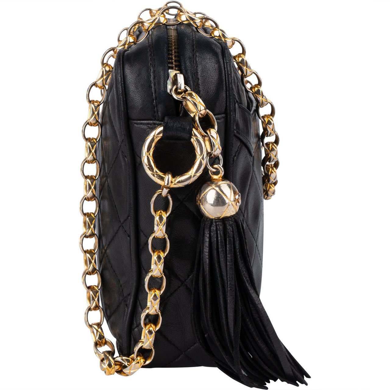 Chanel Chanel Quilted Lambskin CC Camera Crossbody Bag Zwart