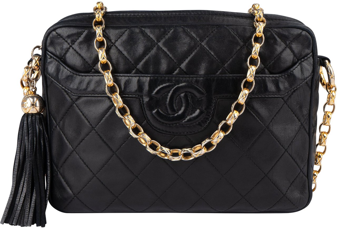 Chanel Chanel Quilted Lambskin CC Camera Crossbody Bag Zwart