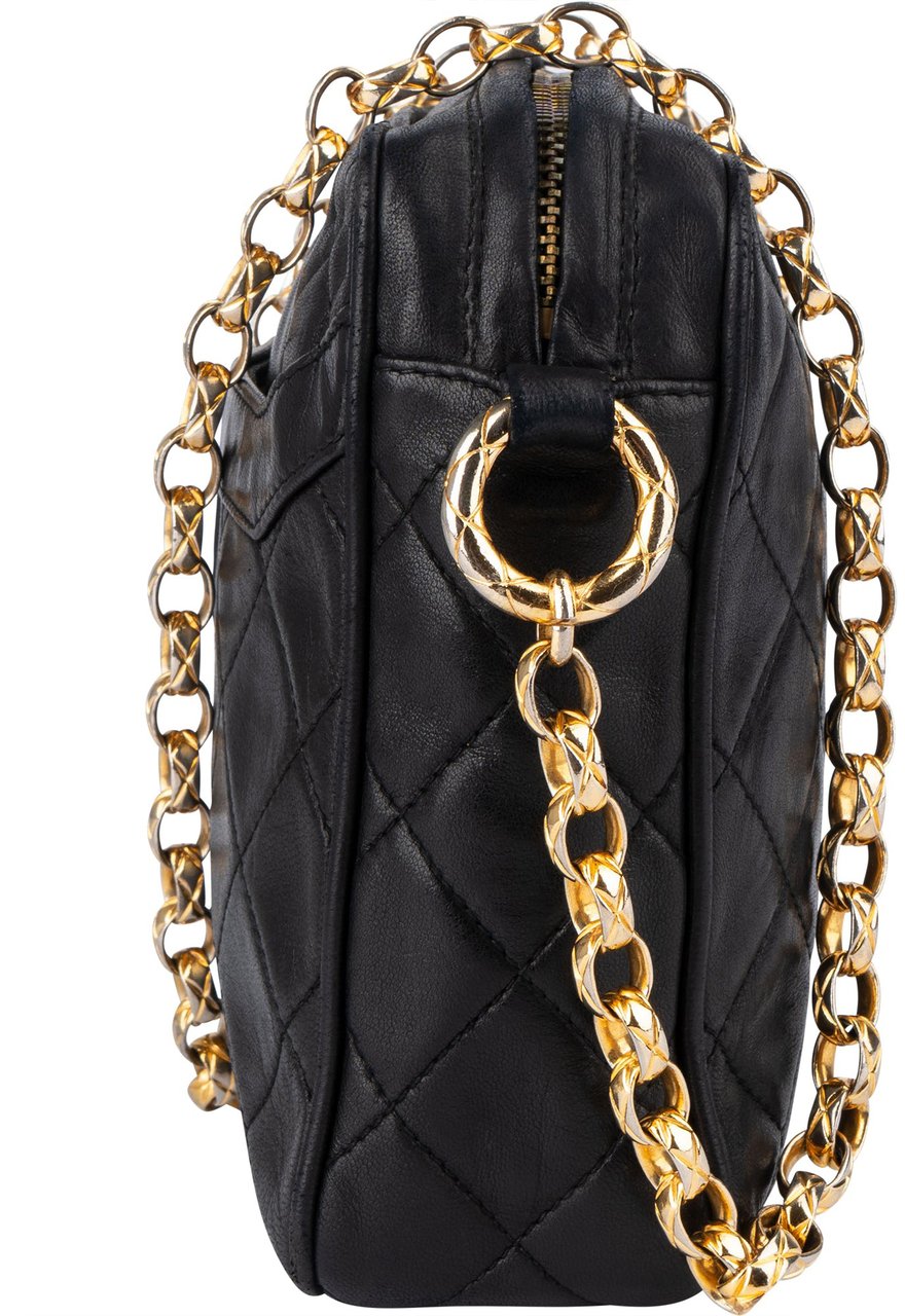 Chanel Chanel Quilted Lambskin CC Camera Crossbody Bag Zwart
