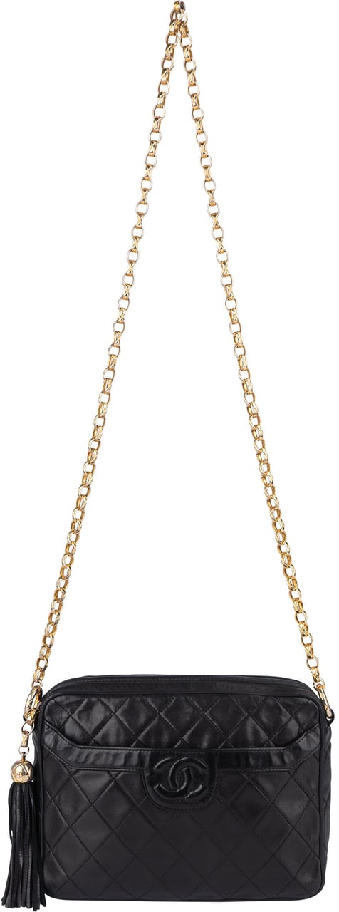 Chanel Chanel Quilted Lambskin CC Camera Crossbody Bag Zwart