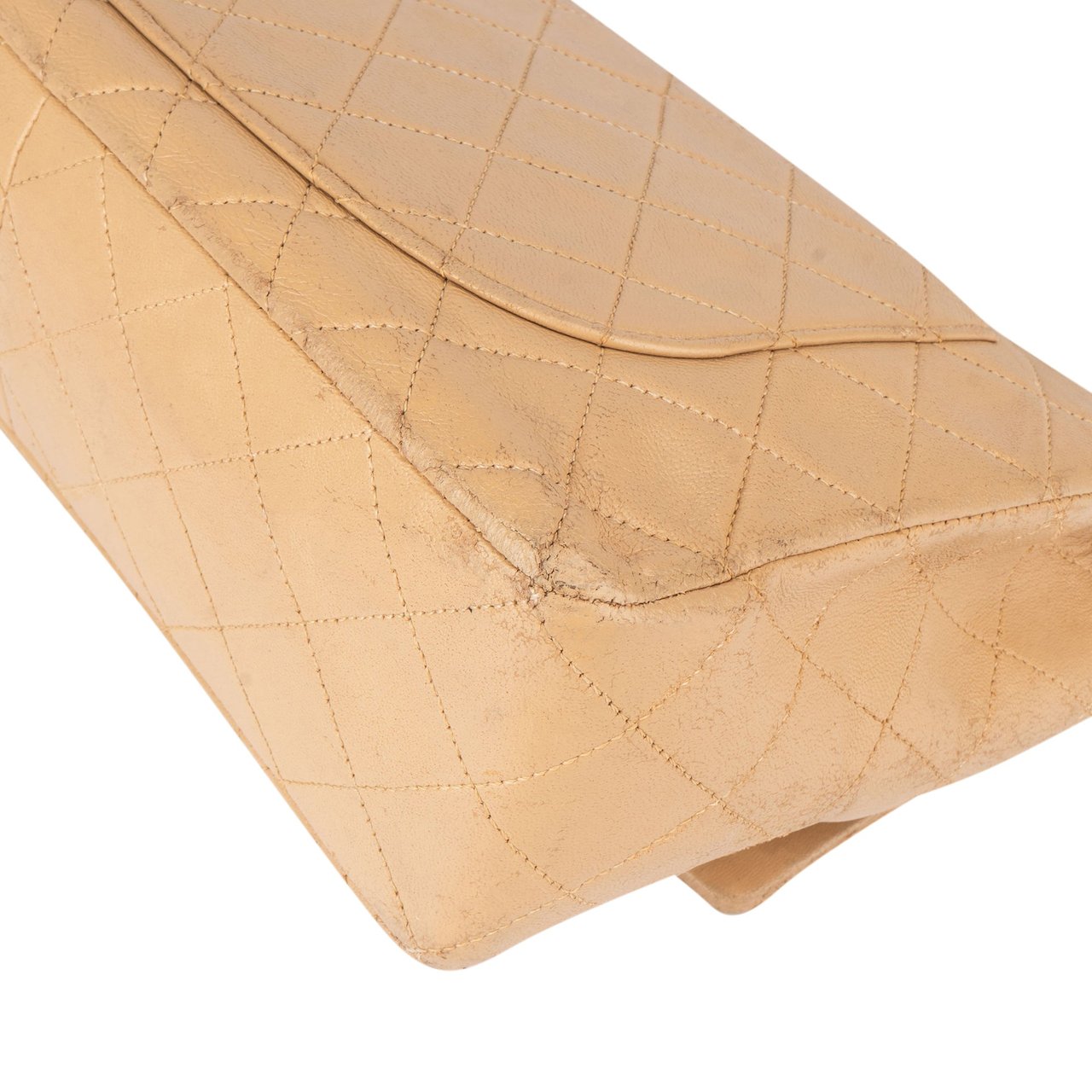 Chanel Chanel Quilted Lambskin 24K Gold Single Flap Crossbody Bag Beige