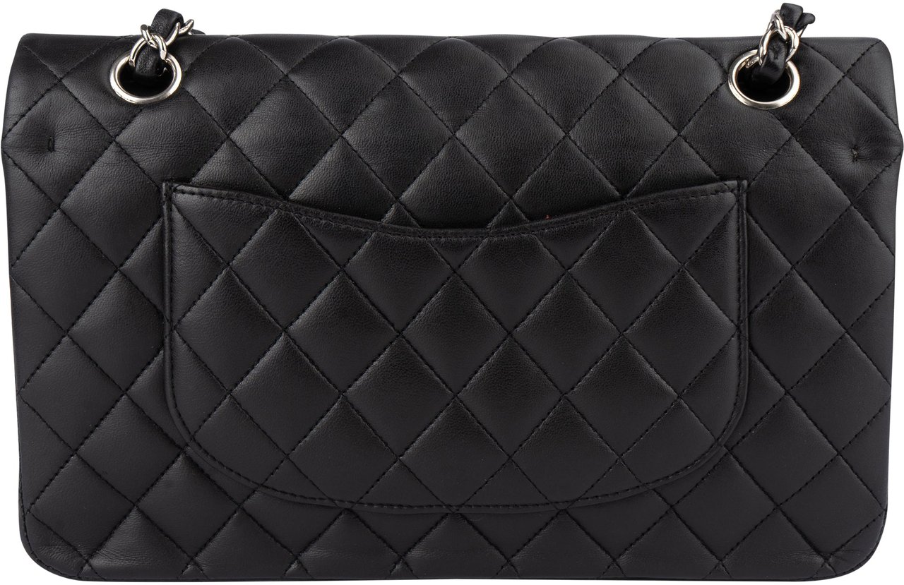 Chanel Chanel Quilted Lambskin Medium Double Flap Crossbody Bag Zwart