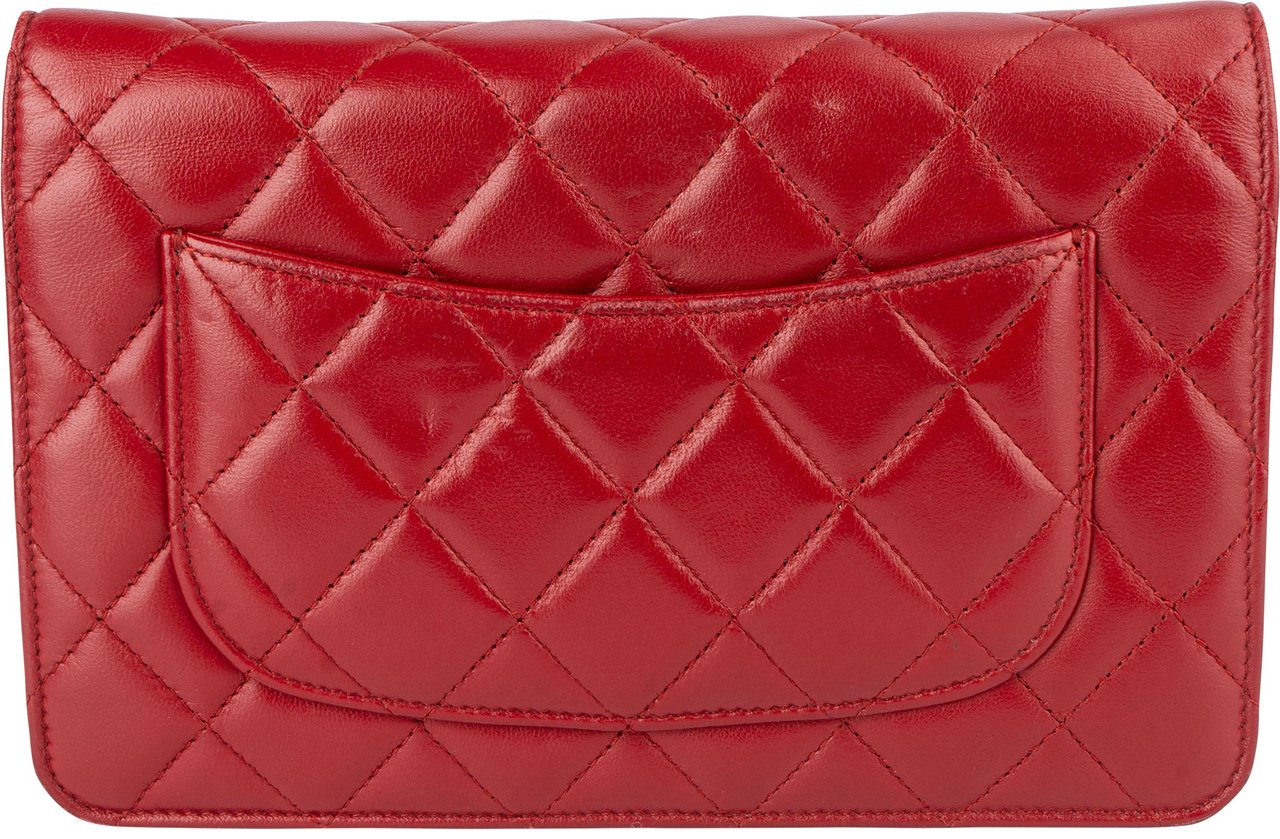 Chanel Chanel Quilted Lambskin Wallet On Chain Crossbody Bag Rood