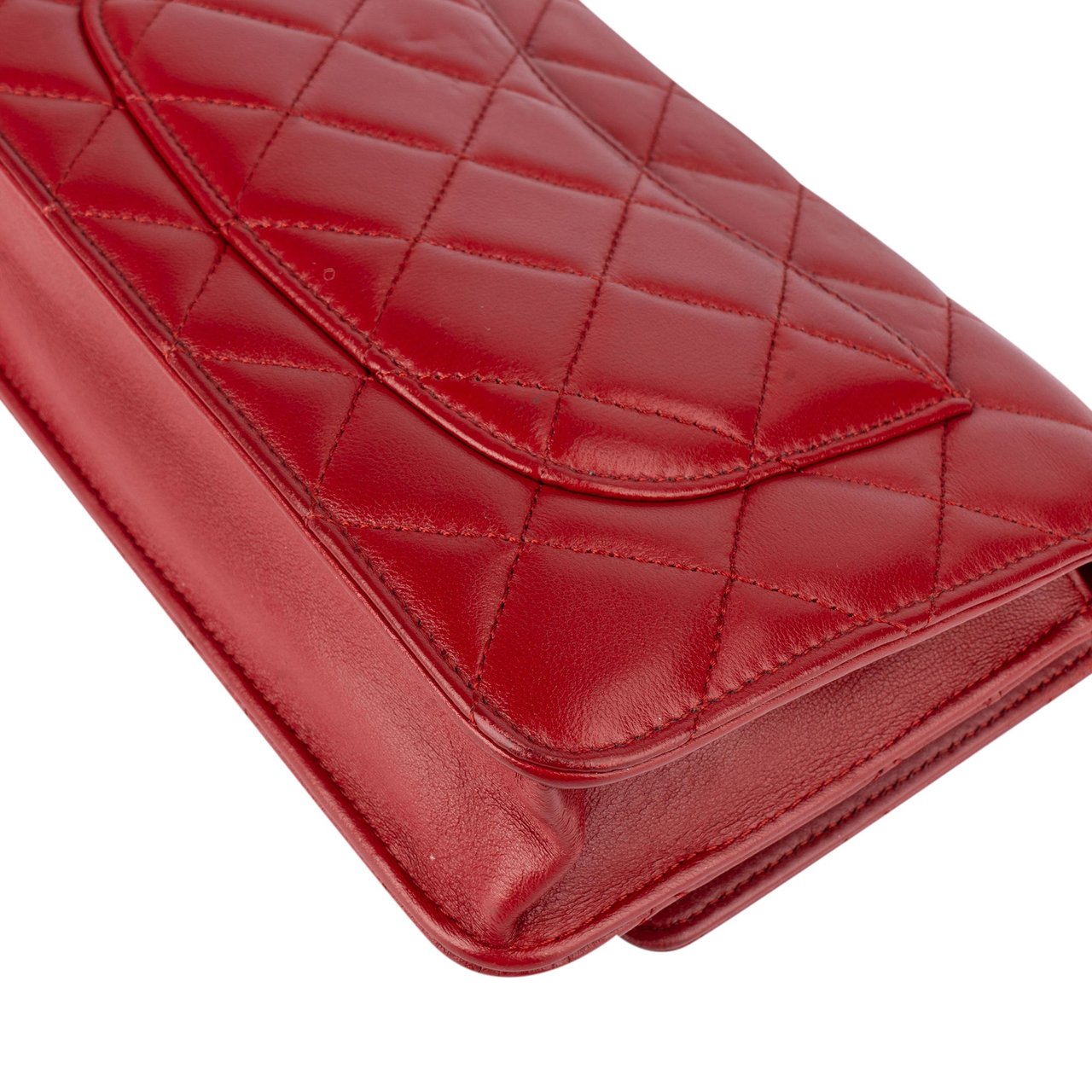Chanel Chanel Quilted Lambskin Wallet On Chain Crossbody Bag Rood