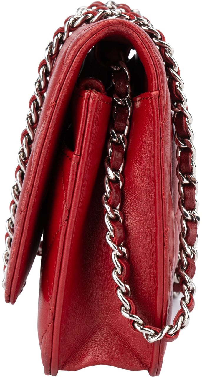 Chanel Chanel Quilted Lambskin Wallet On Chain Crossbody Bag Rood