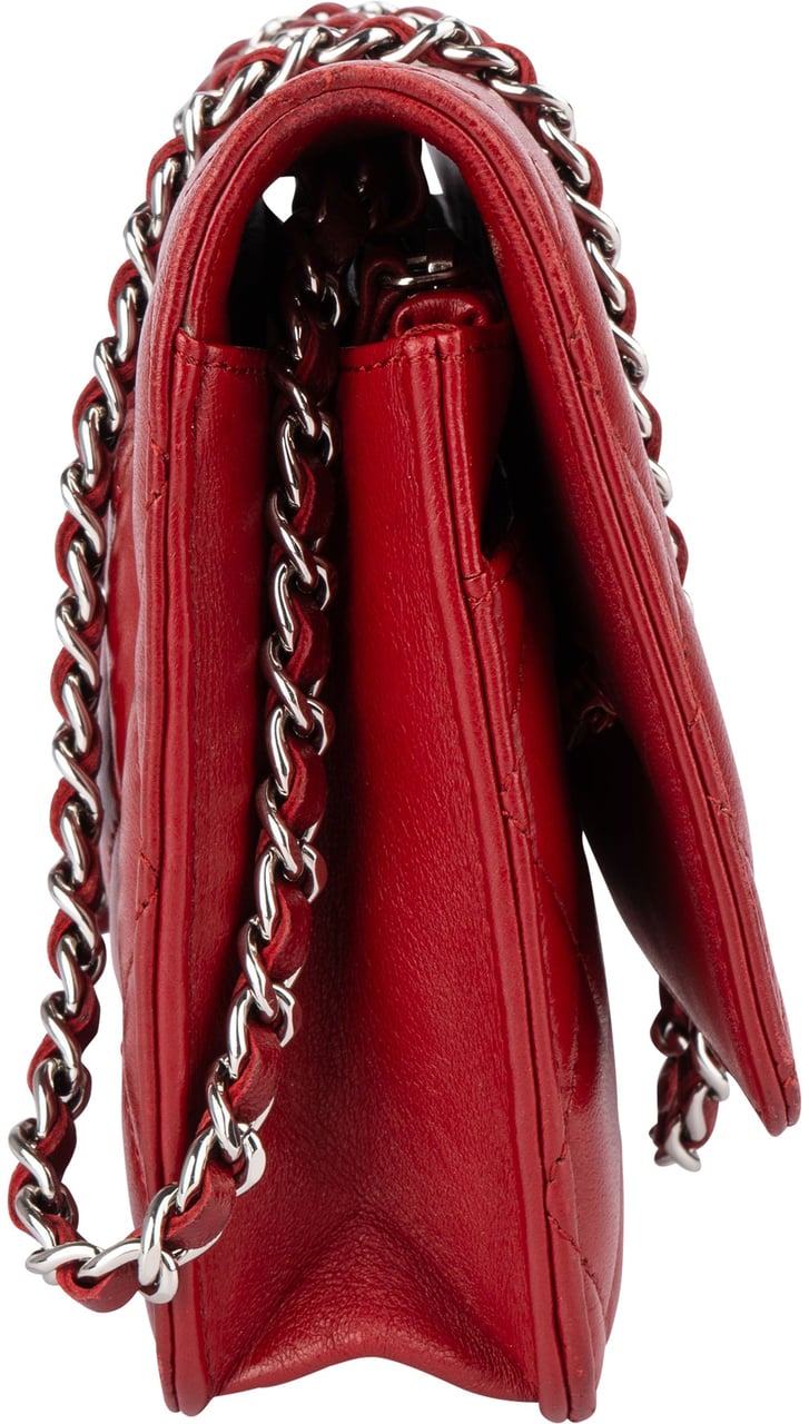 Chanel Chanel Quilted Lambskin Wallet On Chain Crossbody Bag Rood