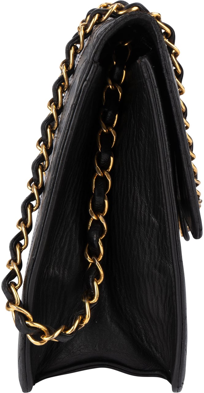 Chanel Chanel Quilted Lambskin 24k Gold Single Flap Shoulder Bag Zwart