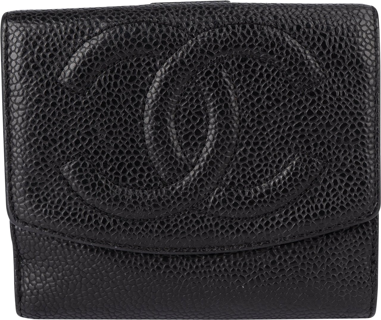 Chanel Chanel Noir Caviar Leather CC Wallet Zwart