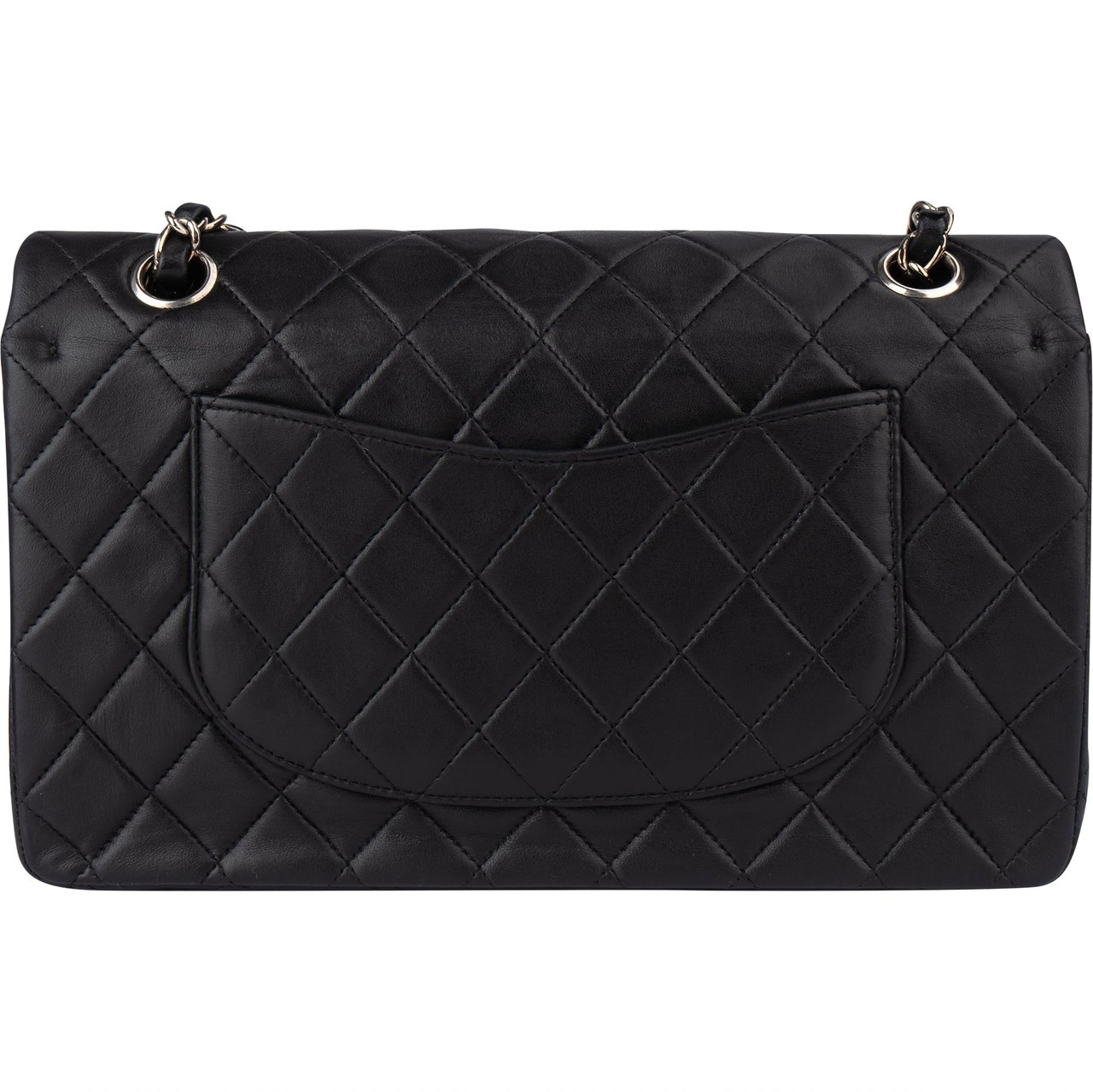 Chanel Chanel Quilted Lambskin Medium Double Flap Crossbody Bag Zwart