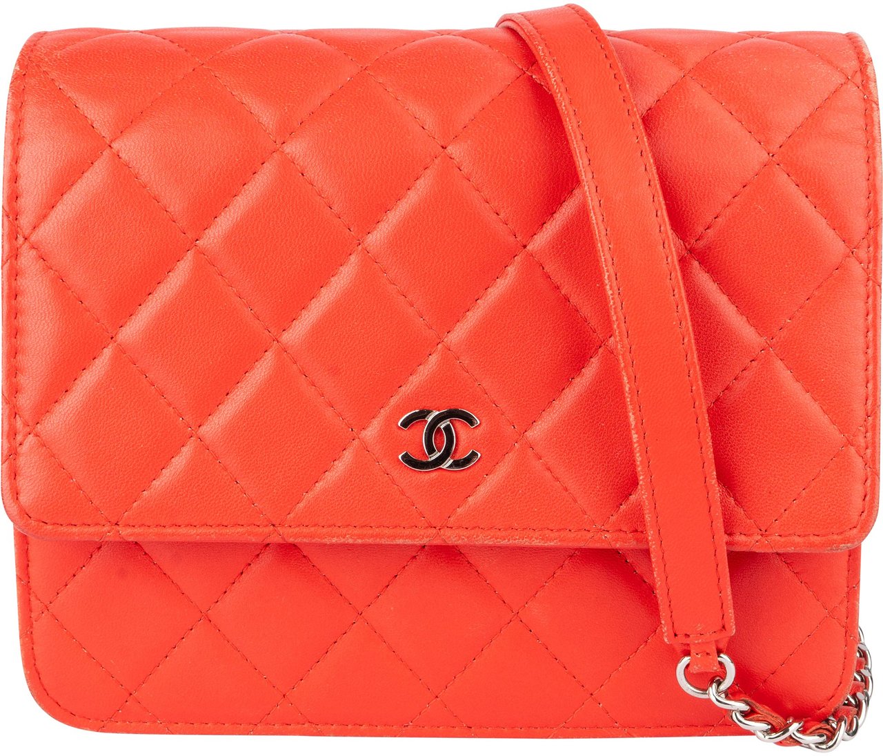 Chanel Chanel Quilted Lambskin Single Flap Crossbody Bag Rood