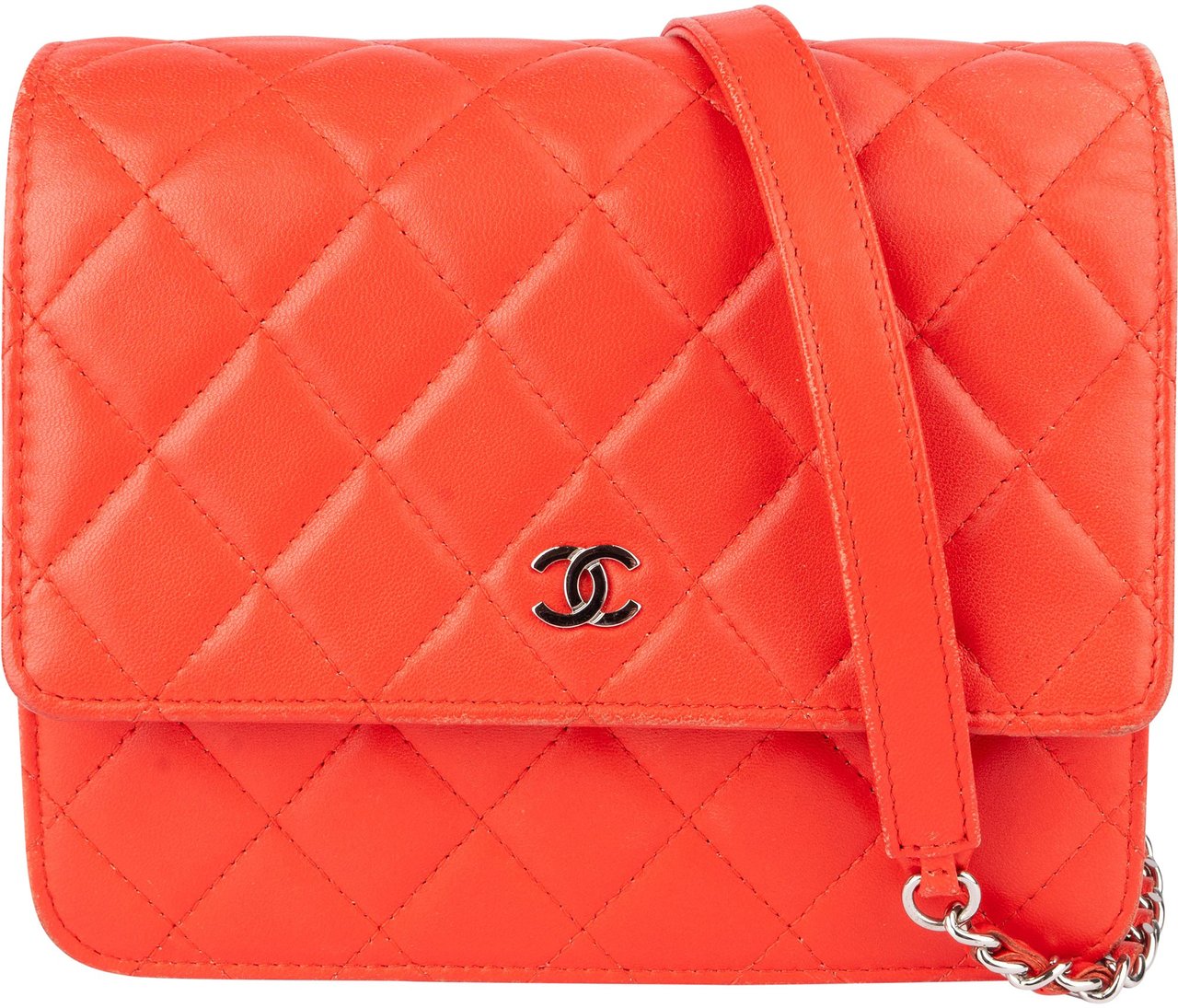 Chanel Chanel Quilted Lambskin Single Flap Crossbody Bag Rood