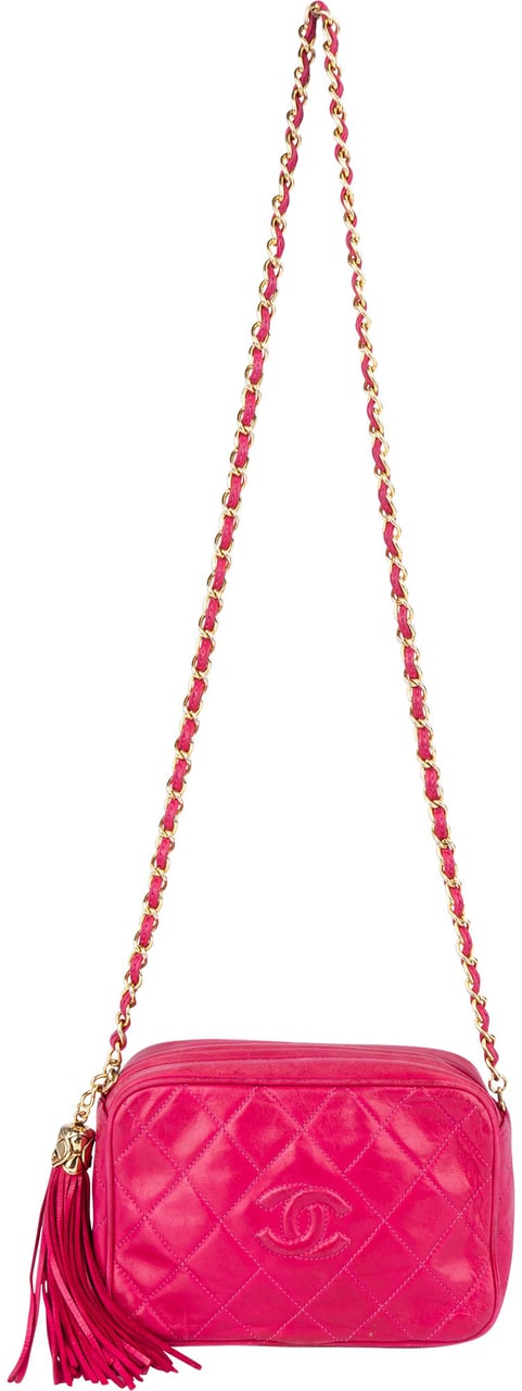 Chanel Chanel Quilted Lambskin CC Camera Crossbody Bag Rood