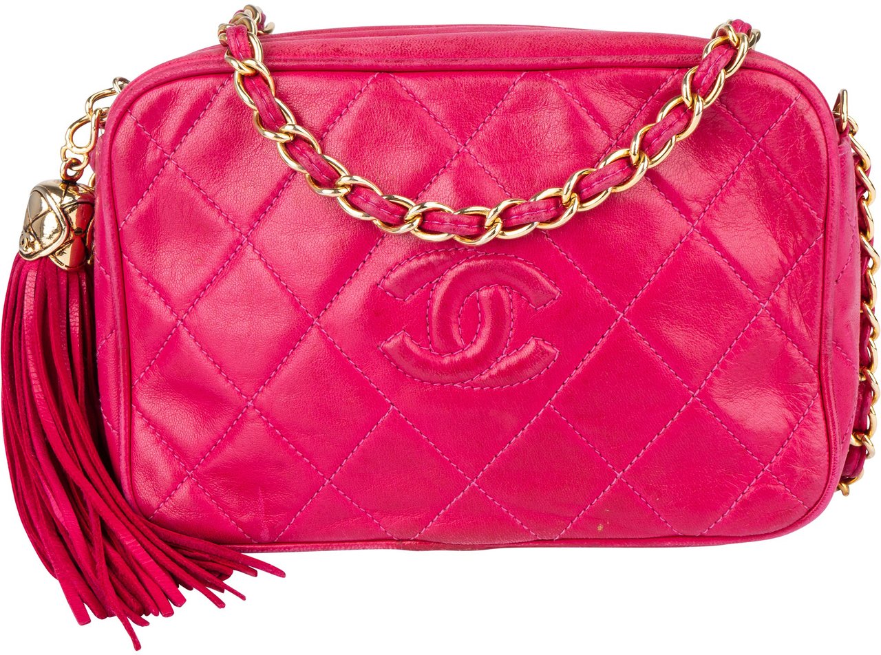 Chanel Chanel Quilted Lambskin CC Camera Crossbody Bag Rood