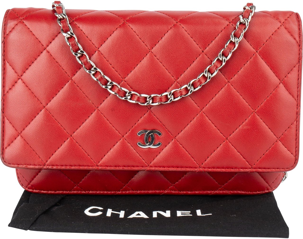 Chanel Chanel Quilted Lambskin Wallet On Chain Crossbody Bag Rood