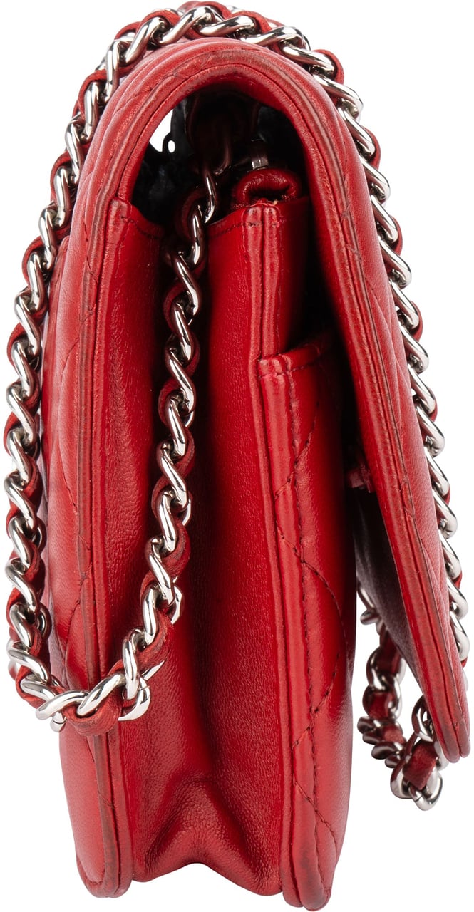 Chanel Chanel Quilted Lambskin Wallet On Chain Crossbody Bag Rood