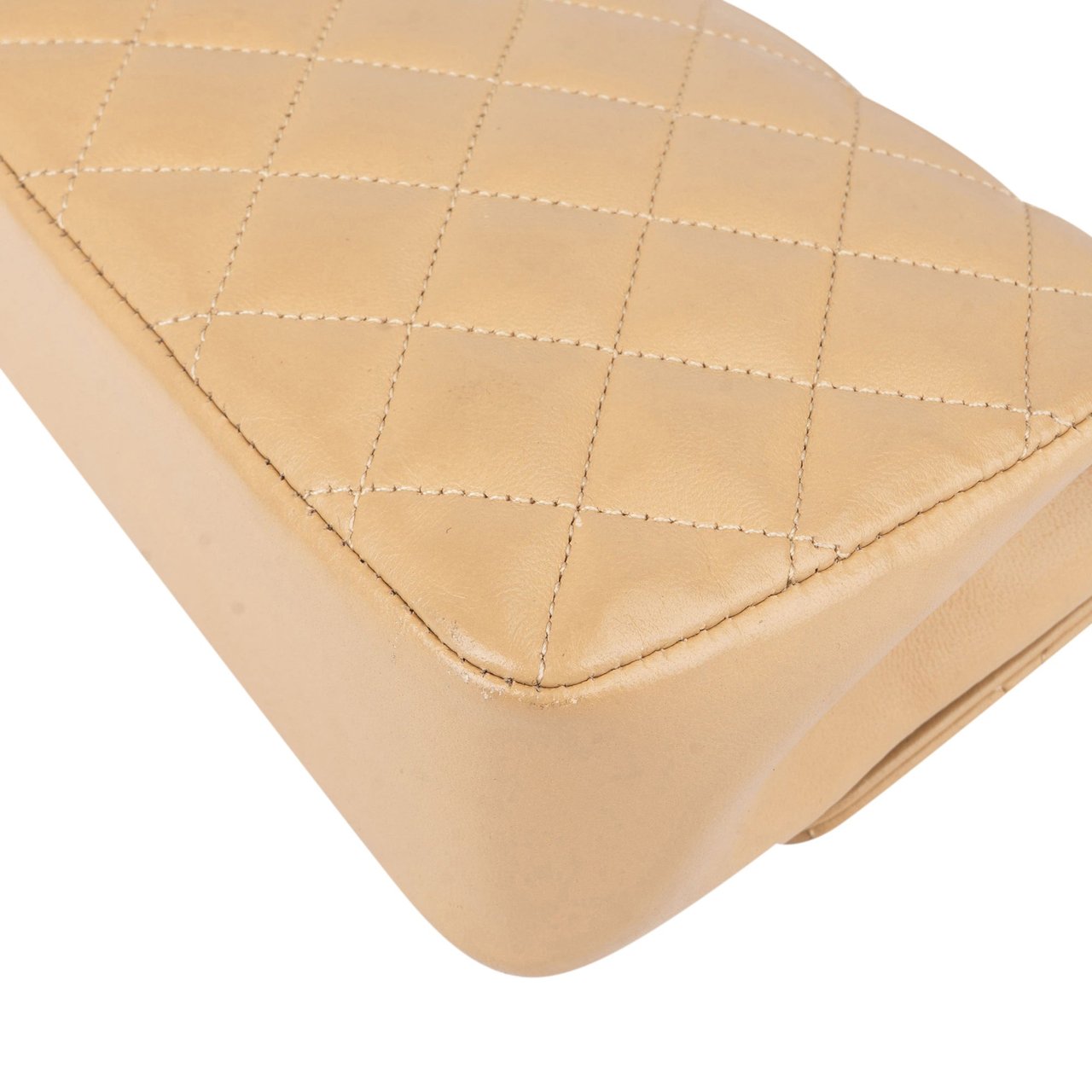 Chanel Chanel Quilted Lambskin 24K Gold Single Flap Crossbody Bag Beige