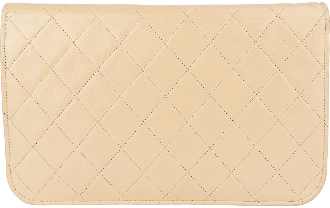 Chanel Chanel Quilted Lambskin 24K Gold Single Flap Shoulder Bag Beige