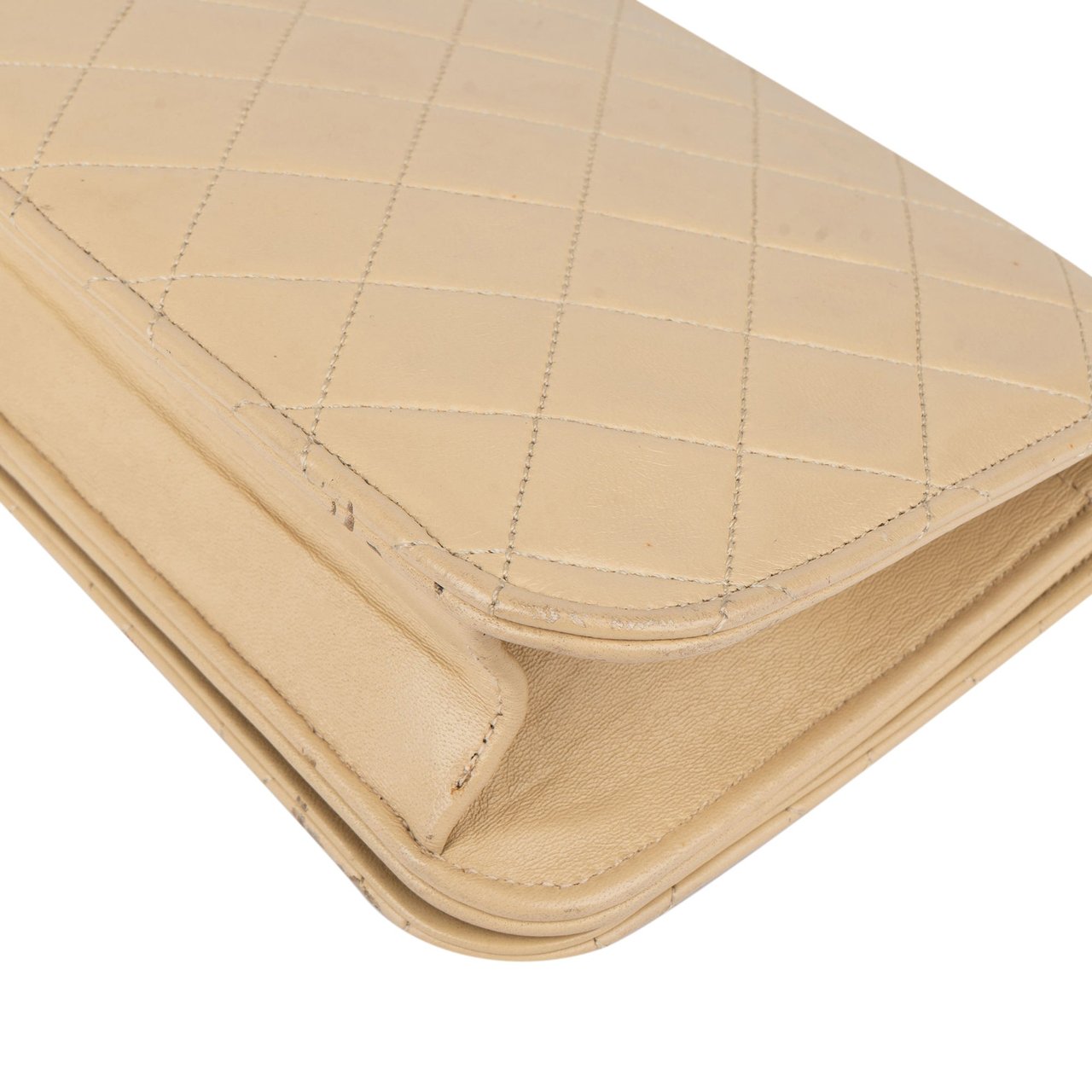 Chanel Chanel Quilted Lambskin 24K Gold Single Flap Shoulder Bag Beige