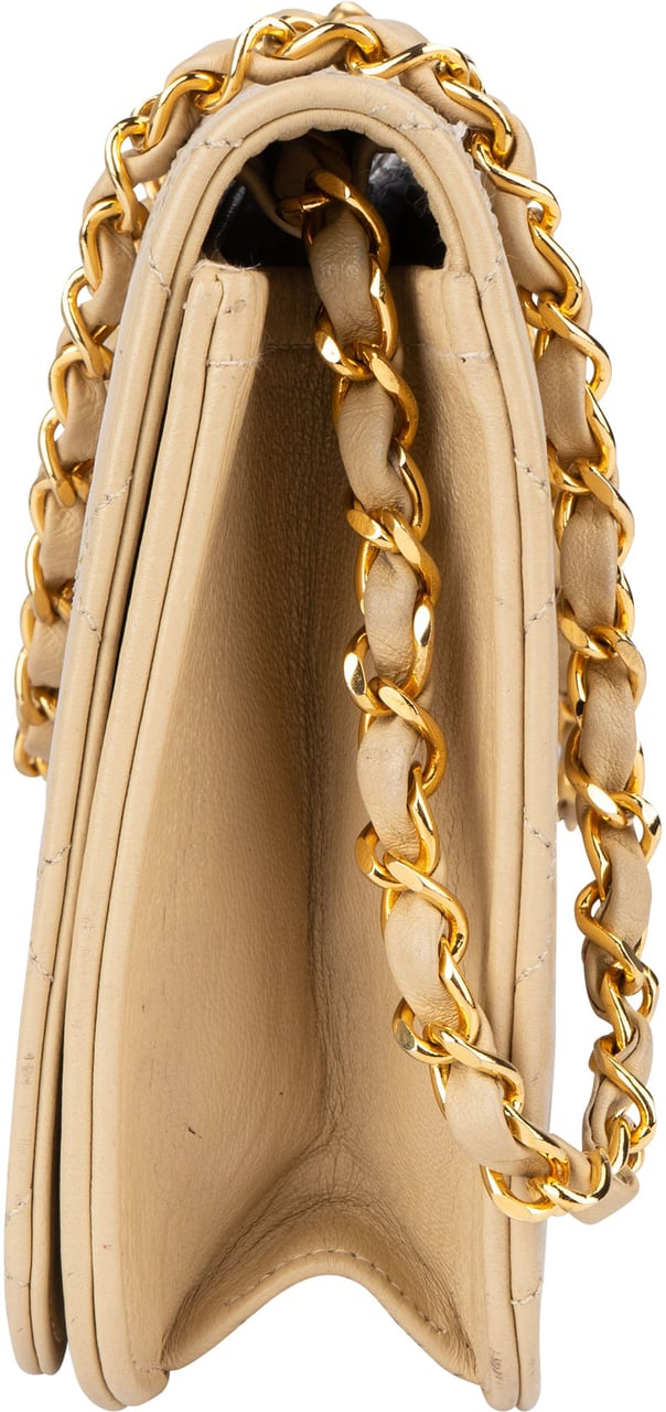 Chanel Chanel Quilted Lambskin 24K Gold Single Flap Shoulder Bag Beige