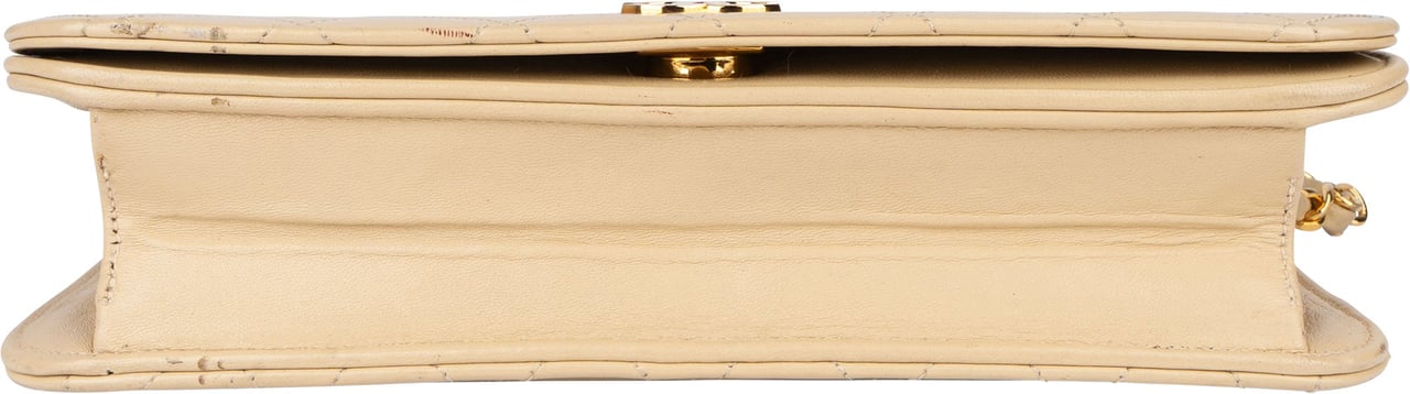 Chanel Chanel Quilted Lambskin 24K Gold Single Flap Shoulder Bag Beige