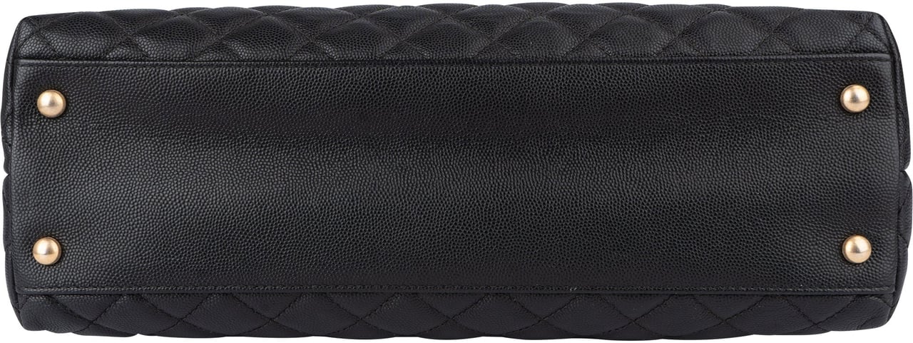 Chanel Chanel Lizard Quilted Caviar Leather CC Coco Top Handle Handbag Zwart