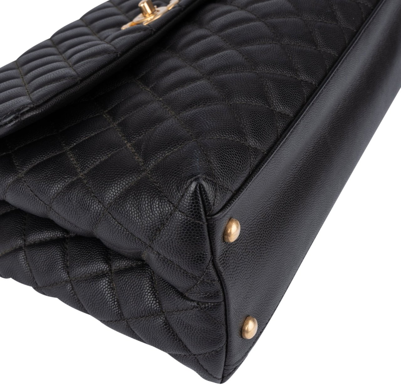 Chanel Chanel Lizard Quilted Caviar Leather CC Coco Top Handle Handbag Zwart