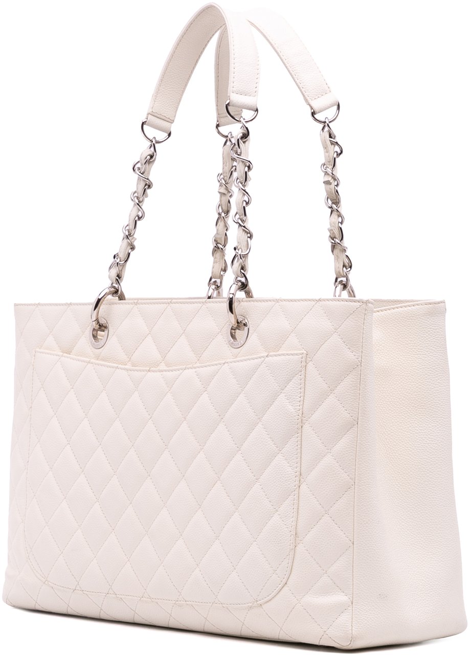 Chanel Caviar Grand Shopping Tote XL Wit