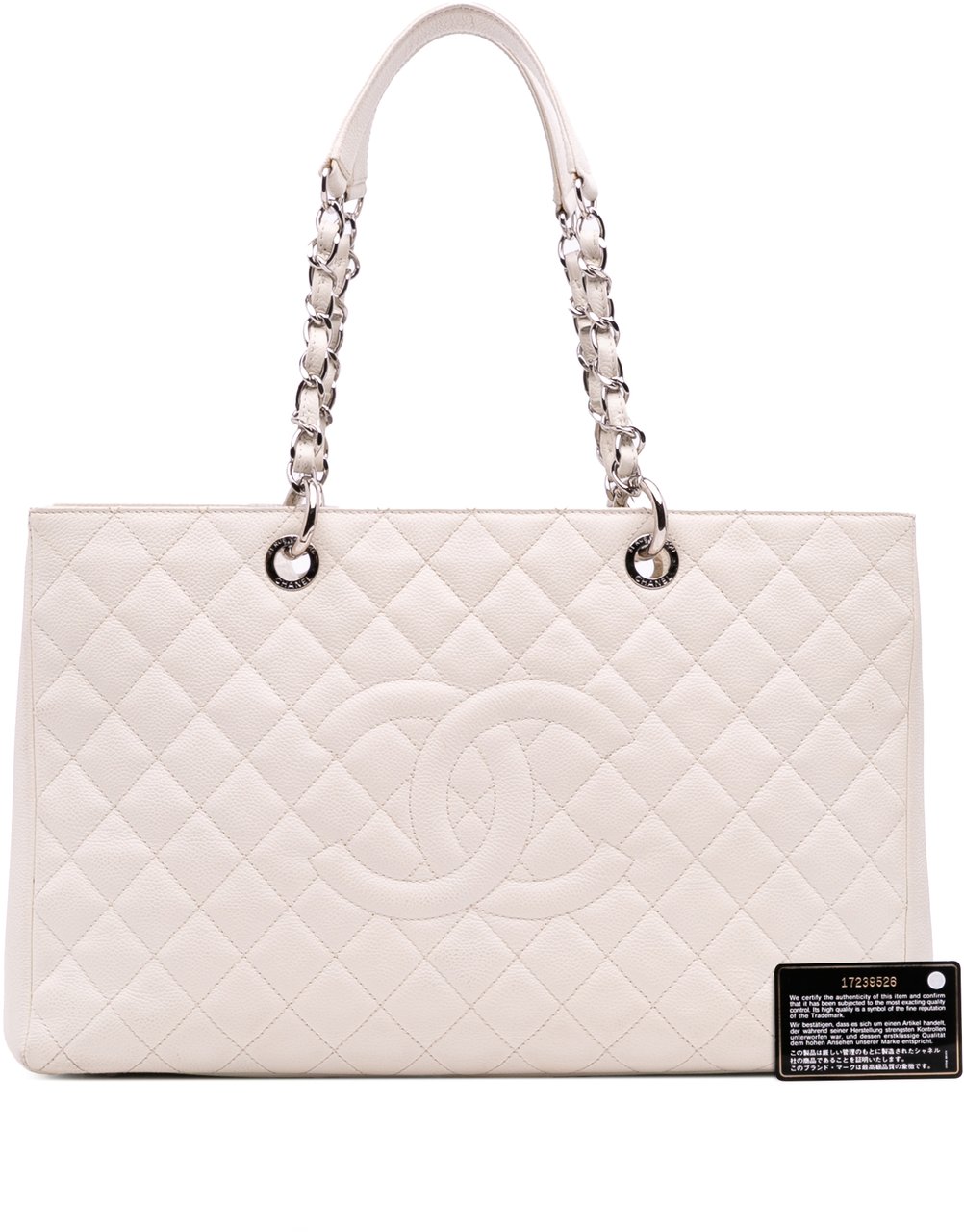 Chanel Caviar Grand Shopping Tote XL Wit