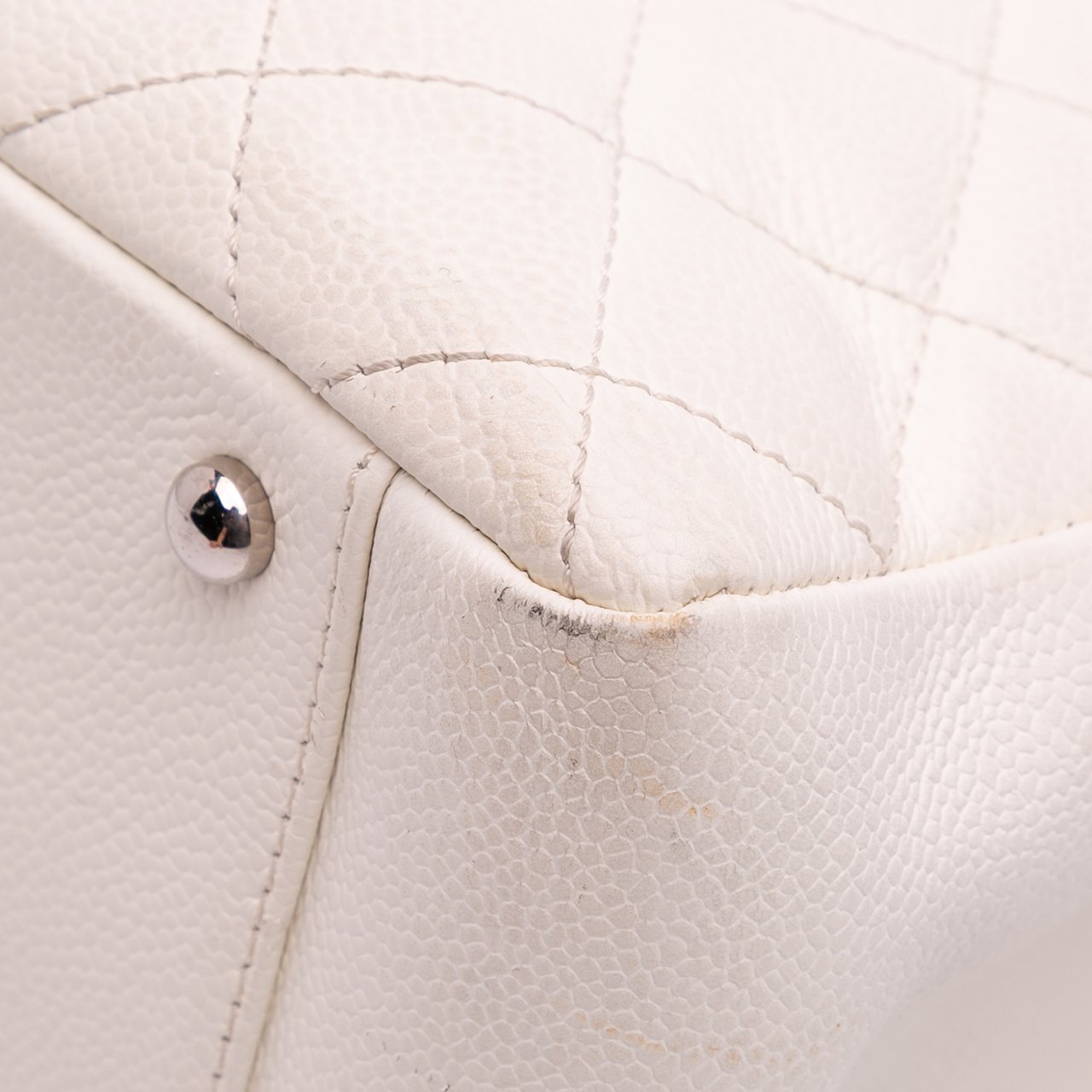 Chanel Caviar Grand Shopping Tote XL Wit