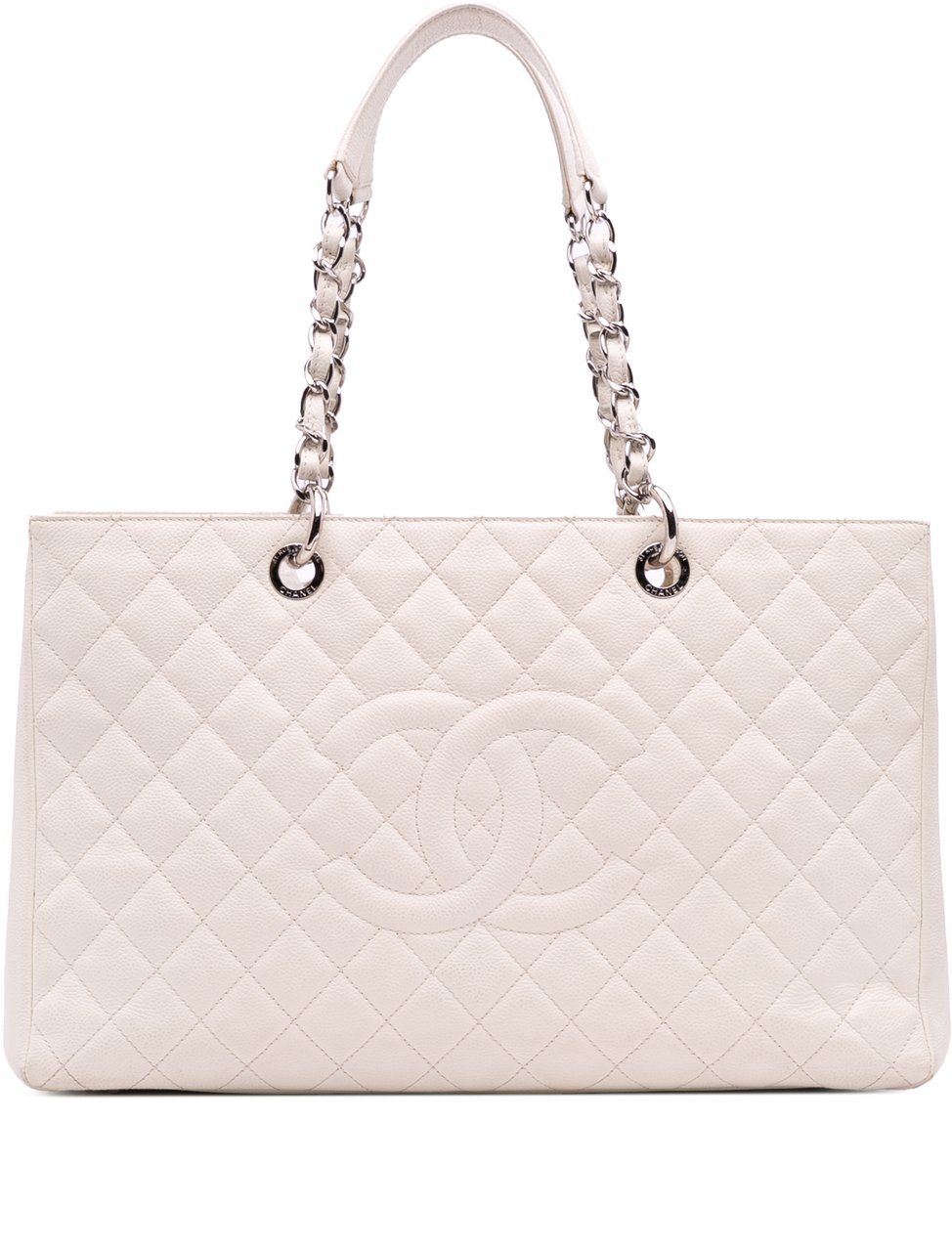 Chanel Caviar Grand Shopping Tote XL Wit