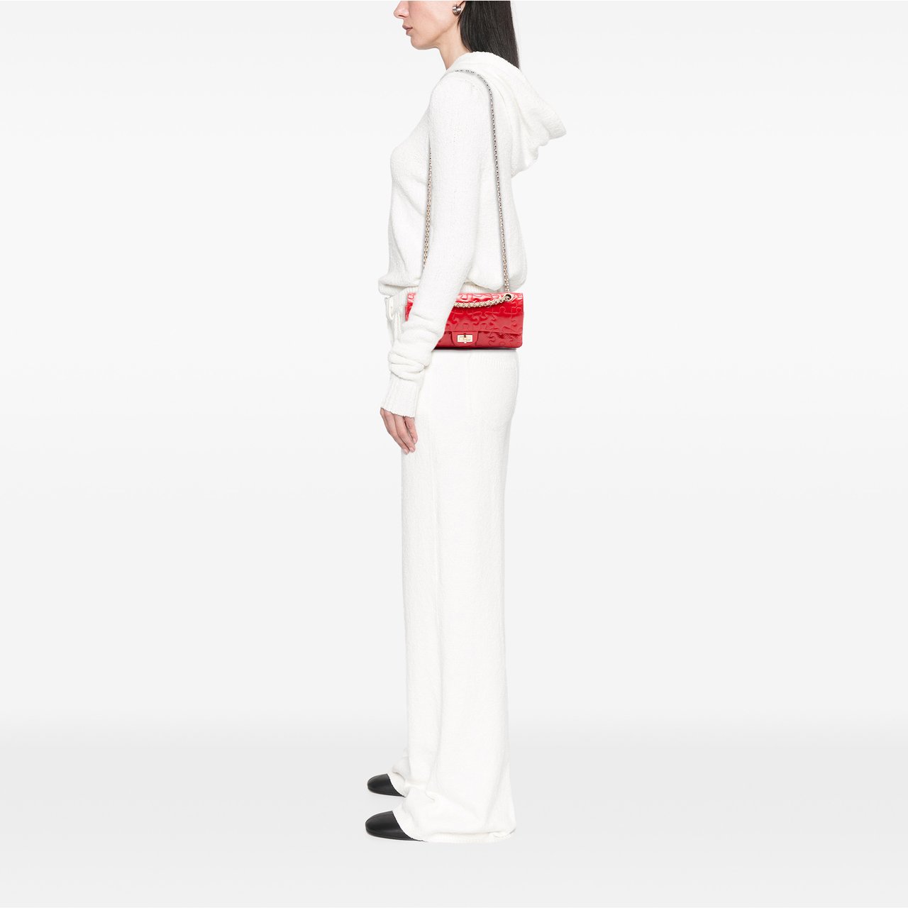 Chanel Reissue 2.55 Crackled Patent Puzzle East West Double Flap Rood