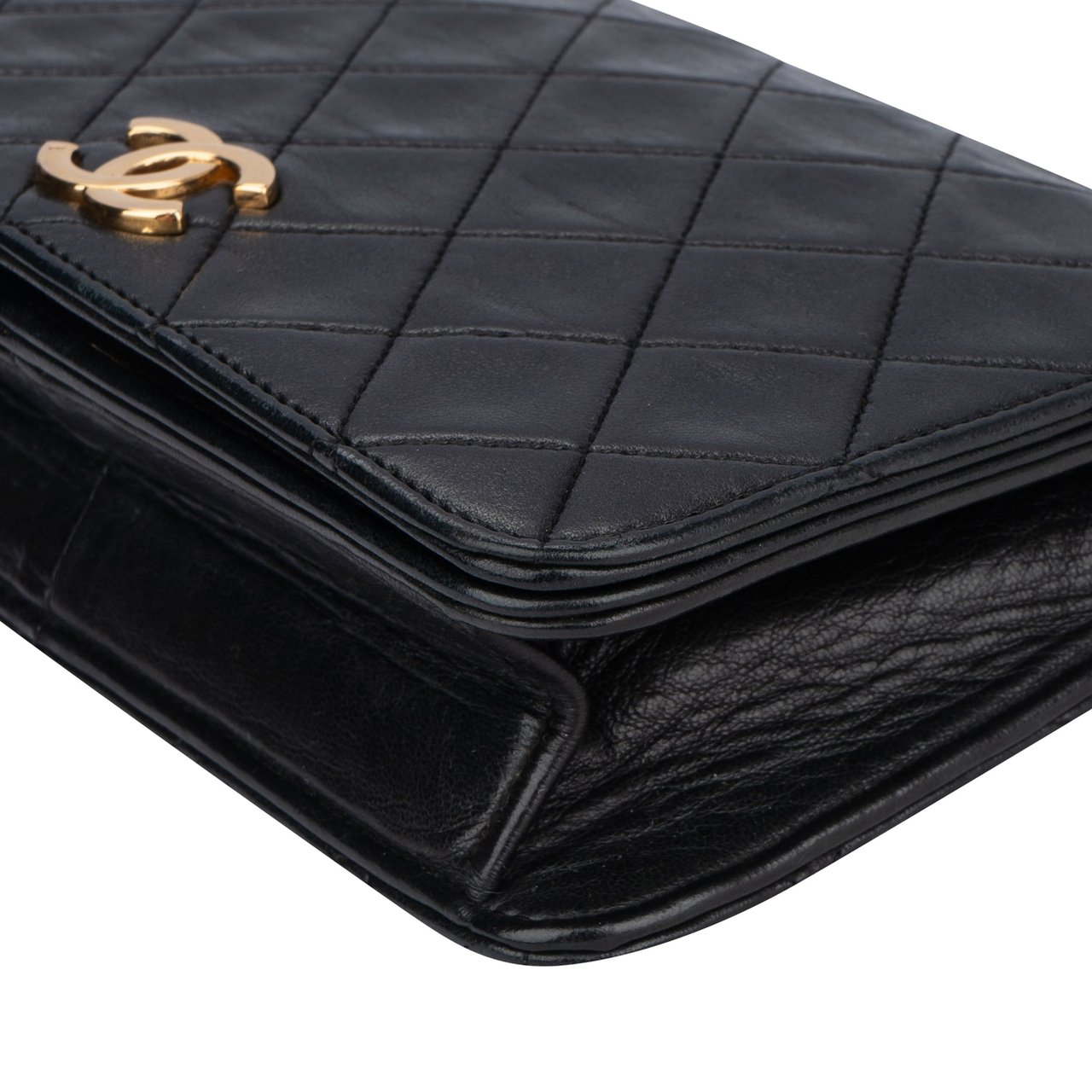 Chanel Chanel Quilted Lambskin 24K Gold Mini Single Flap Shoulder Bag Zwart