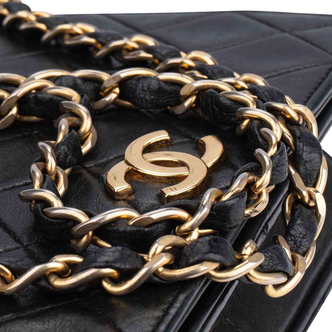 Chanel Chanel Quilted Lambskin 24K Gold Mini Single Flap Shoulder Bag Zwart