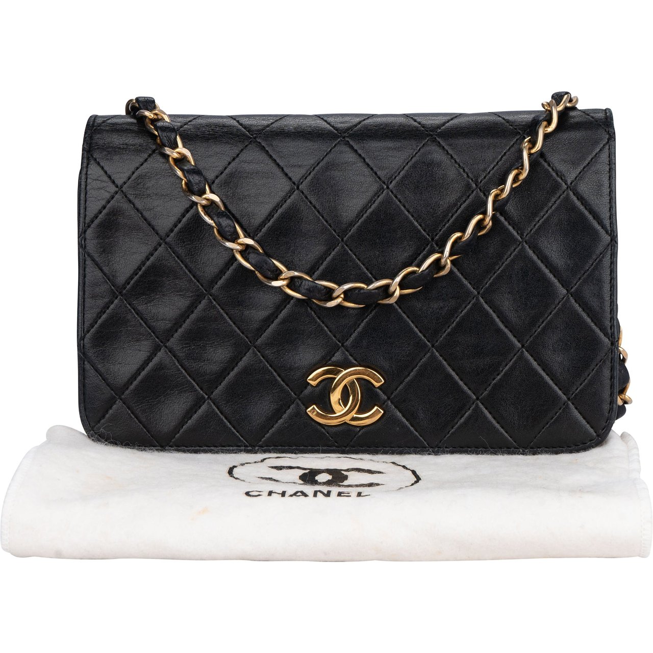 Chanel Chanel Quilted Lambskin 24K Gold Mini Single Flap Shoulder Bag Zwart
