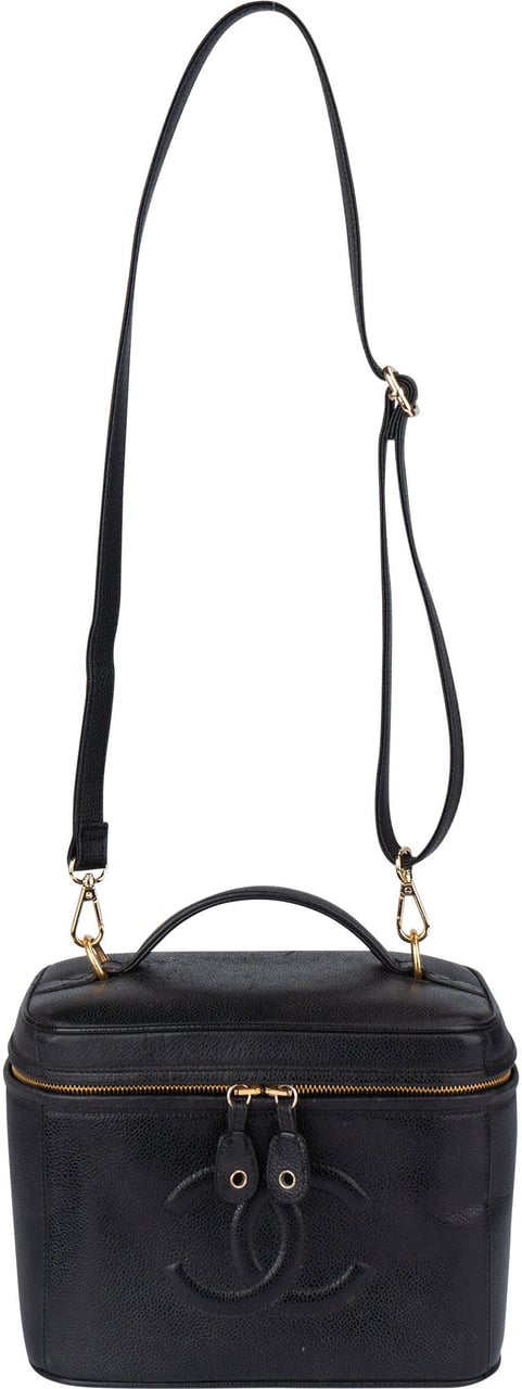 Chanel Chanel Caviar Leather CC Vanity Handbag Zwart