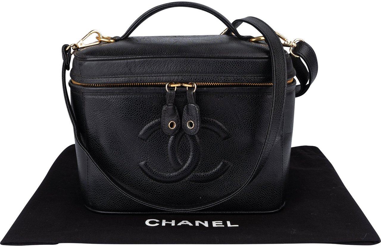 Chanel Caviar Leather CC Vanity Handbag Zwart
