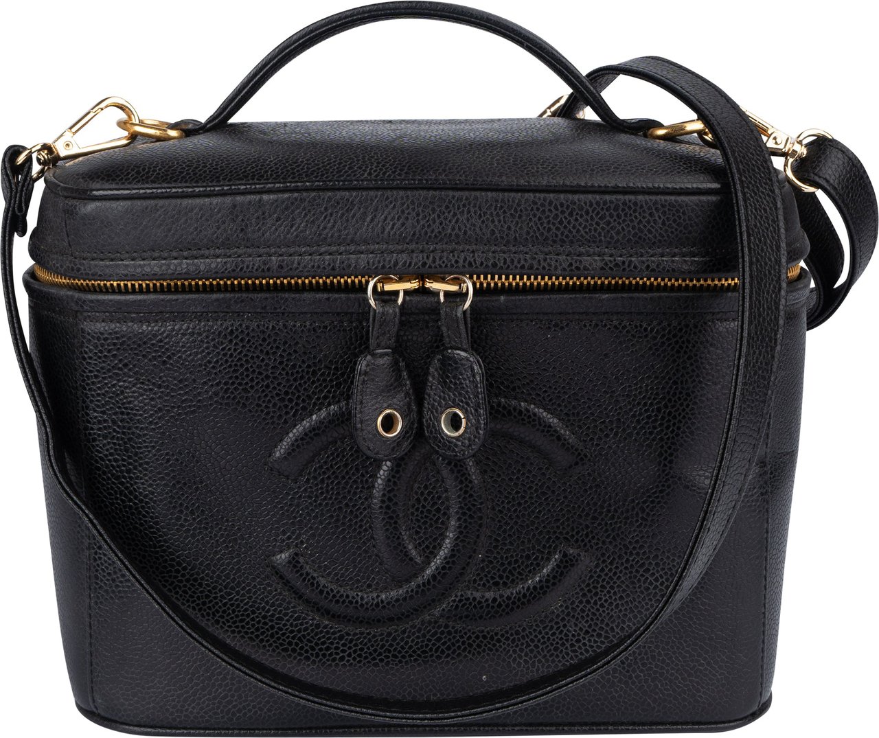 Chanel Caviar Leather CC Vanity Handbag Zwart