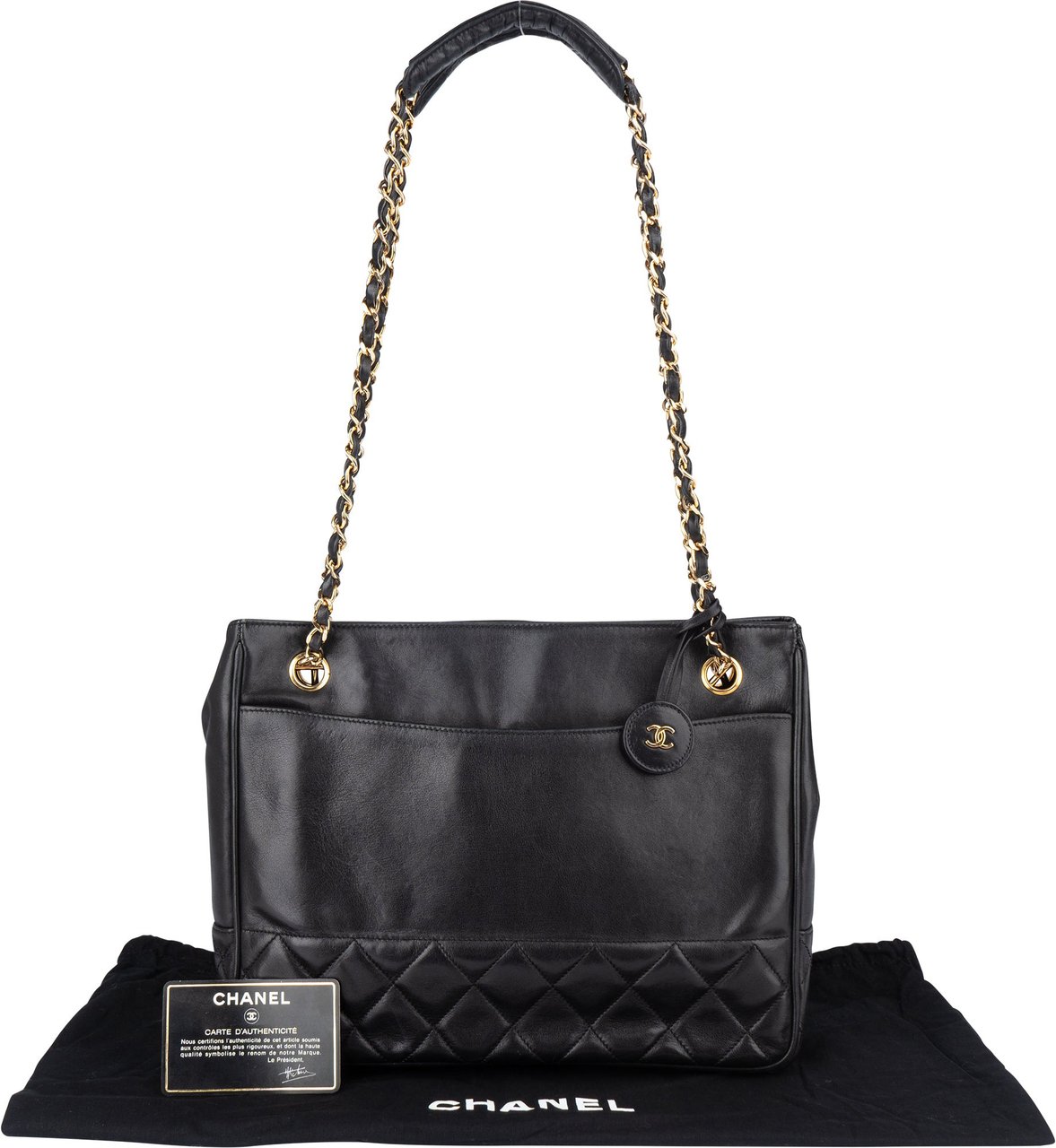 Chanel Chanel Quilted Lambskin CC Shoulder Bag Zwart