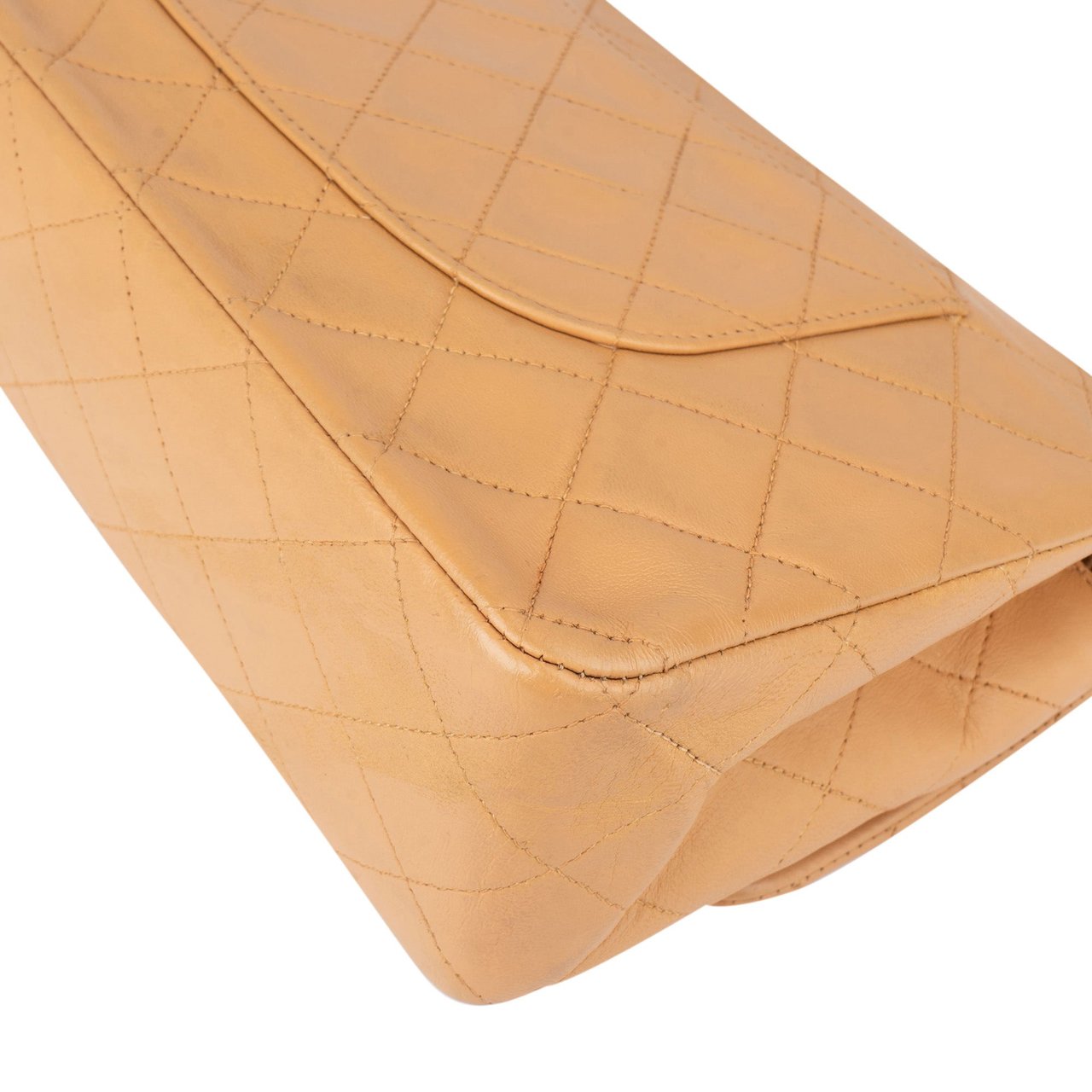 Chanel Chanel Quilted Lambskin 24K Gold Medium Double Flap Crossbody Bag Beige