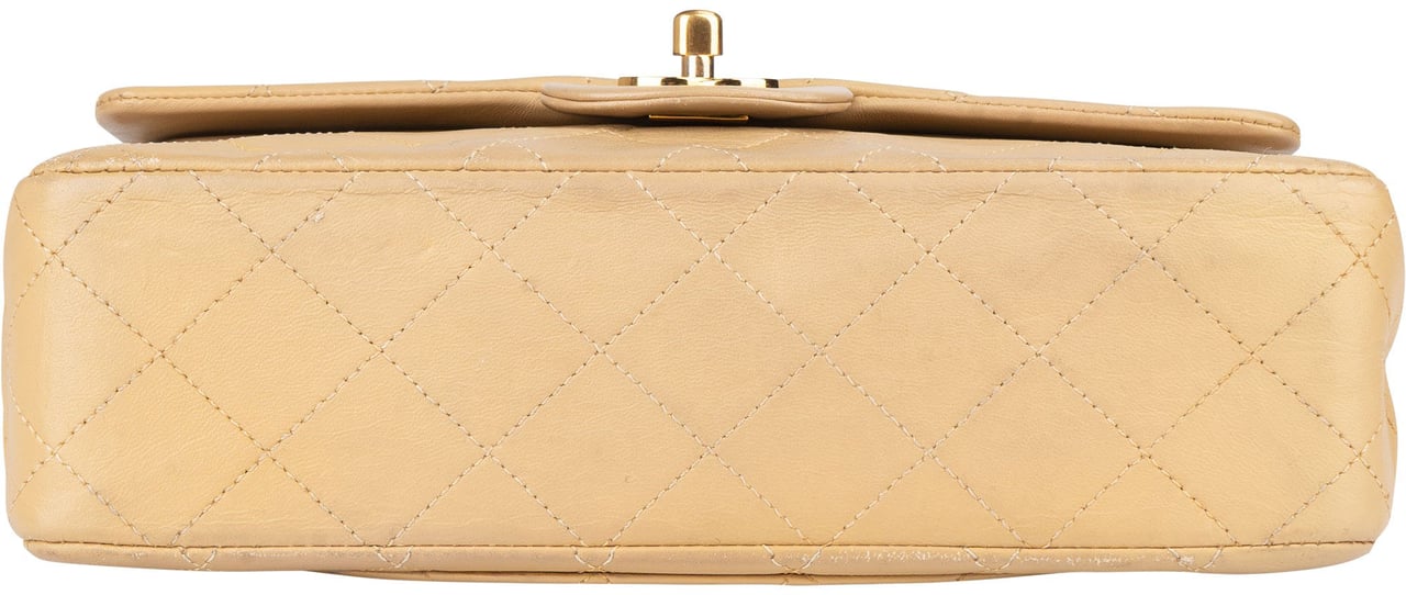 Chanel Chanel Quilted Lambskin 24K Gold Small Double Flap Crossbody Bag Beige