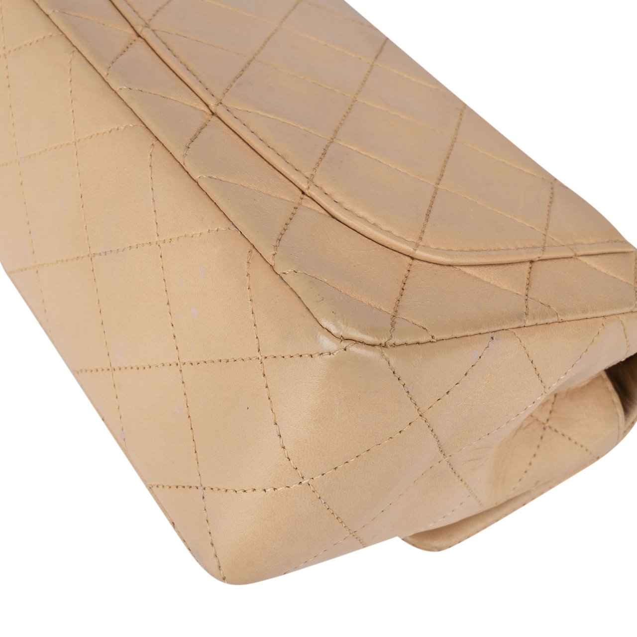 Chanel Chanel Quilted Lambskin 24K Gold Single Flap Crossbody Bag Beige