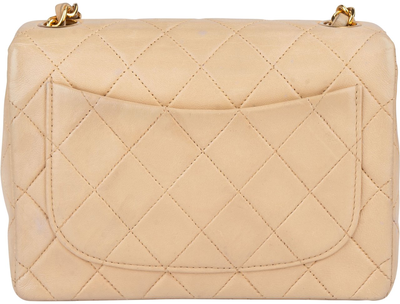 Chanel Chanel Quilted Lambskin 24K Gold Single Flap Crossbody Bag Beige