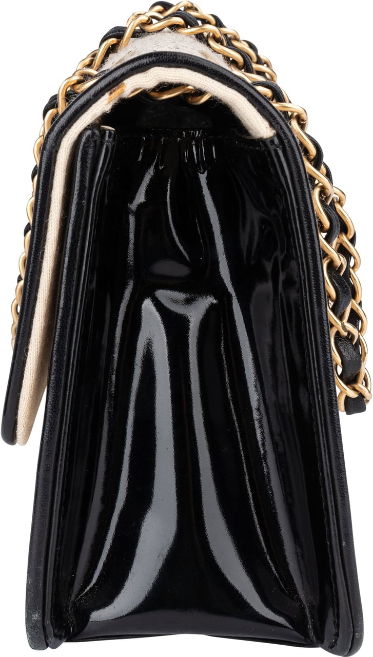 Chanel Chanel Striped Cotton Single Flap Crossbody Bag Beige