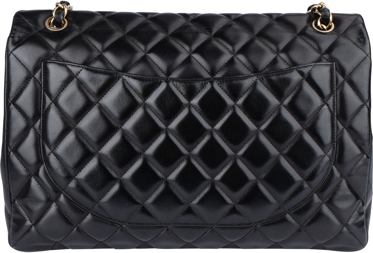 Chanel Quilted Lambskin Maxi Single Flap Crossbody Zwart