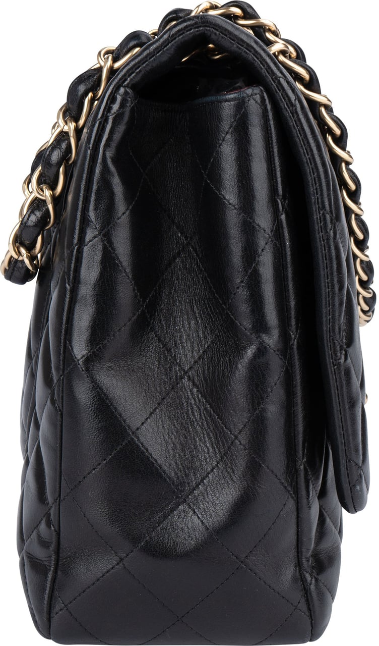 Chanel Quilted Lambskin Maxi Single Flap Crossbody Zwart