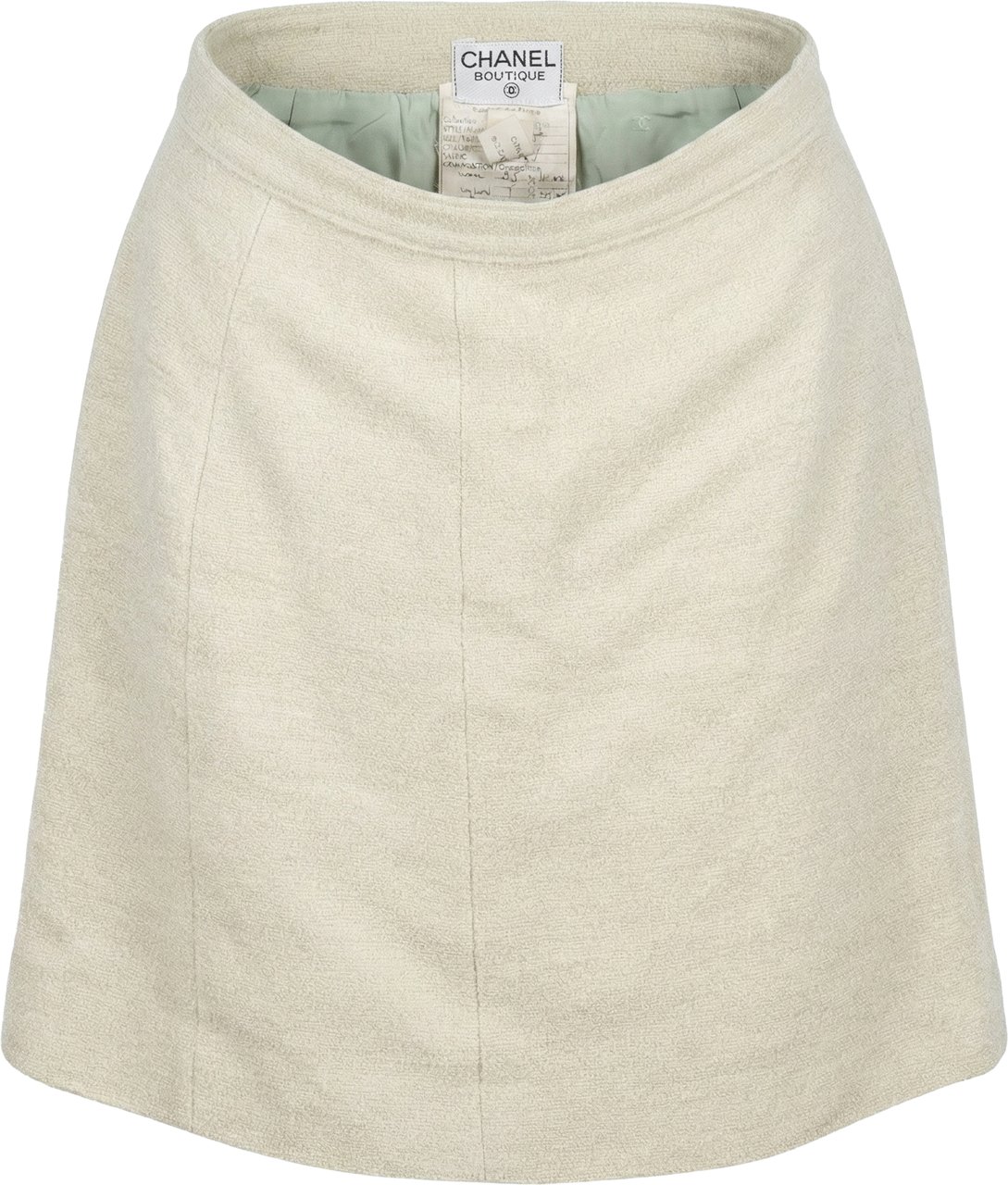 Chanel Chanel Light Green Tweed Skirt (DE40 / FR42) Groen