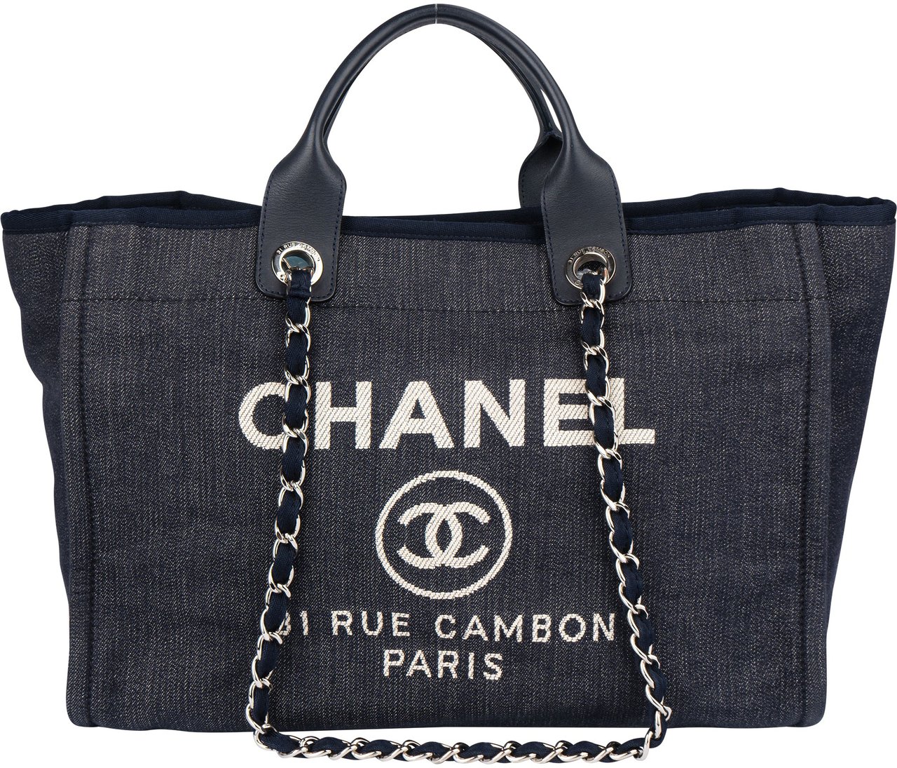 Chanel Chanel Bleu Cotton Deauville Handbag Blauw
