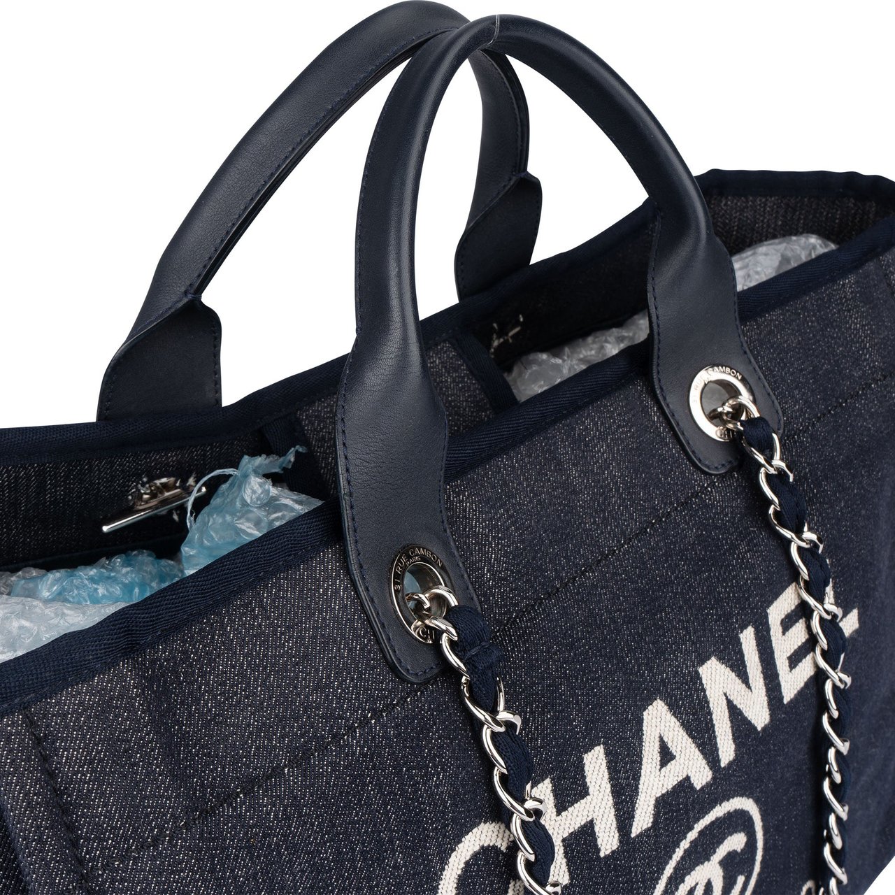 Chanel Chanel Bleu Cotton Deauville Handbag Blauw