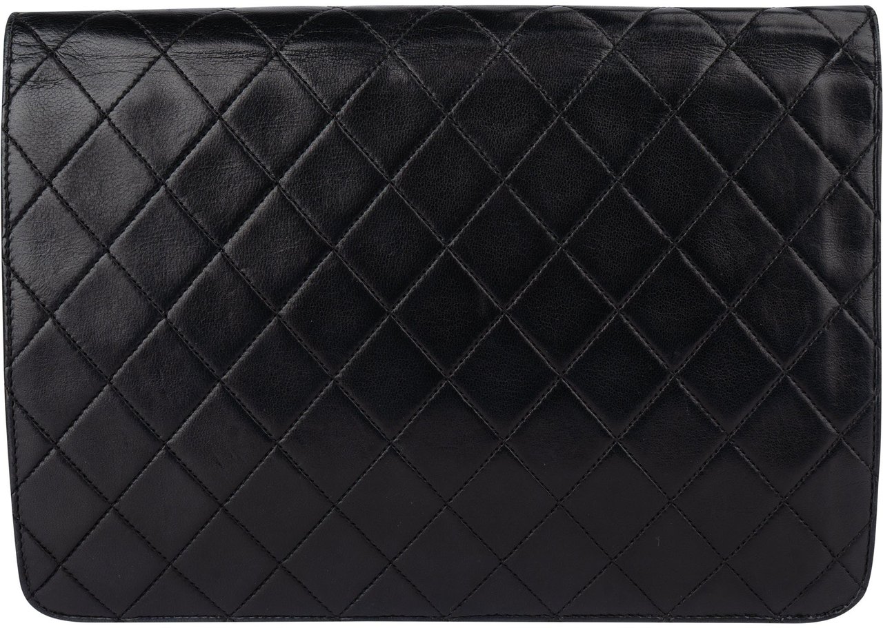 Chanel Chanel Quilted Lambskin Single Flap Shoulder Bag Zwart